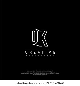 abstract clean modern lines OK logo letter design concept