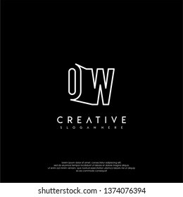 abstract clean modern lines OW logo letter design concept