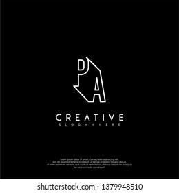 abstract clean modern lines PA logo letter design concept