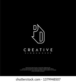 abstract clean modern lines PD logo letter design concept
