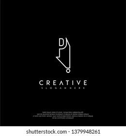 abstract clean modern lines PI logo letter design concept