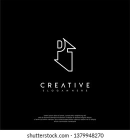 abstract clean modern lines PT logo letter design concept