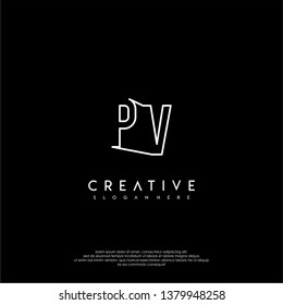 abstract clean modern lines PV logo letter design concept