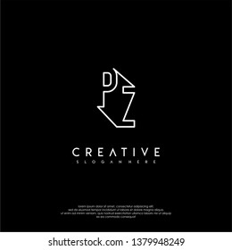 abstract clean modern lines PZ logo letter design concept