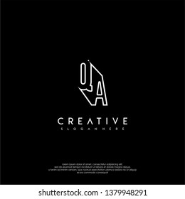 abstract clean modern lines QA logo letter design concept