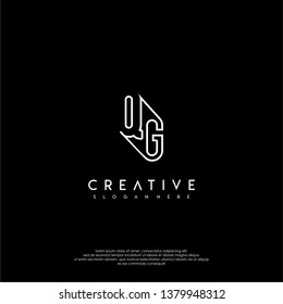 abstract clean modern lines QG logo letter design concept