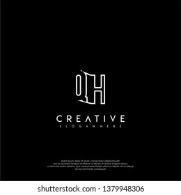 abstract clean modern lines QH logo letter design concept