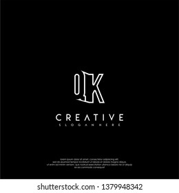 abstract clean modern lines QK logo letter design concept