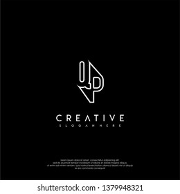abstract clean modern lines QP logo letter design concept