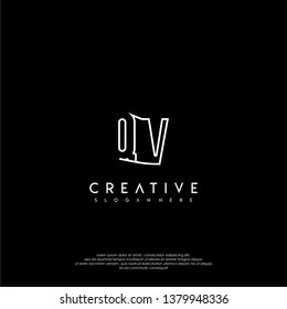 abstract clean modern lines QV logo letter design concept