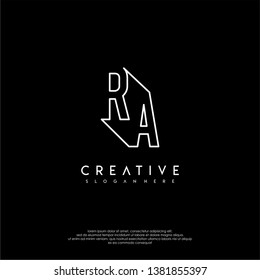 abstract clean modern lines RA logo letter design concept