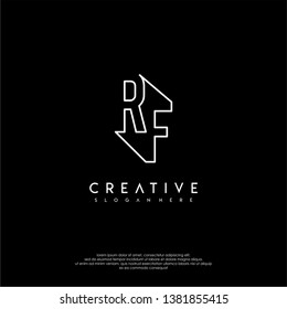 abstract clean modern lines RF logo letter design concept