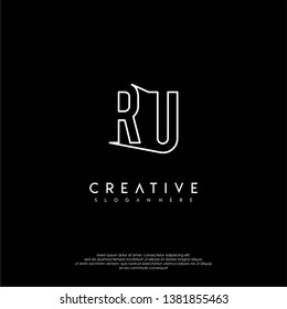 abstract clean modern lines RU logo letter design concept