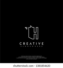 abstract clean modern lines TH logo letter design concept