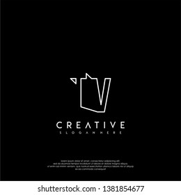 abstract clean modern lines TV logo letter design concept