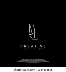 abstract clean modern lines UL logo letter design concept