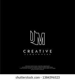 abstract clean modern lines UM logo letter design concept