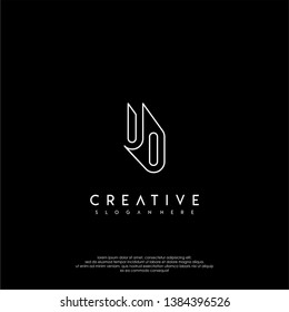 abstract clean modern lines UO logo letter design concept