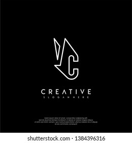 abstract clean modern lines VC logo letter design concept