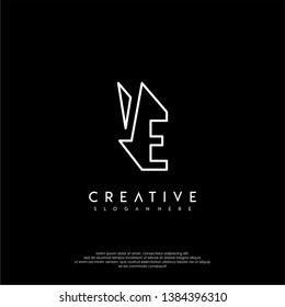 abstract clean modern lines VE logo letter design concept