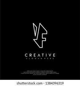 abstract clean modern lines VF logo letter design concept