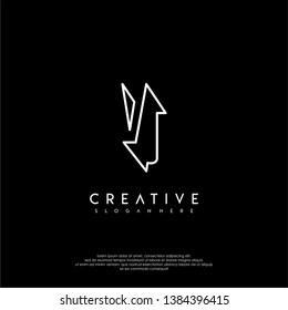 abstract clean modern lines VJ logo letter design concept