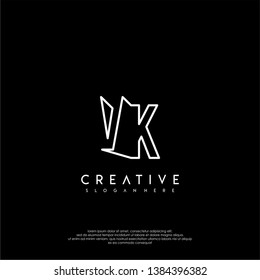 abstract clean modern lines VK logo letter design concept