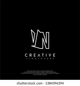 abstract clean modern lines VN logo letter design concept