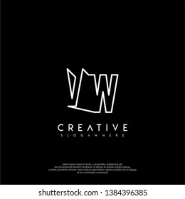 abstract clean modern lines VW logo letter design concept