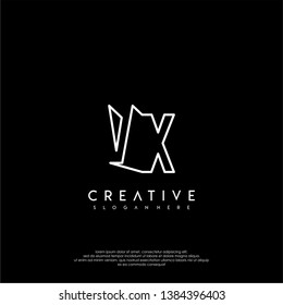 abstract clean modern lines VX logo letter design concept