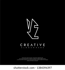 abstract clean modern lines VZ logo letter design concept