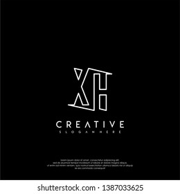 abstract clean modern lines XH logo letter design concept
