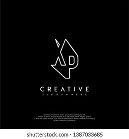 abstract clean modern lines XP logo letter design concept