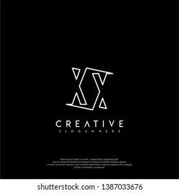 abstract clean modern lines XX logo letter design concept