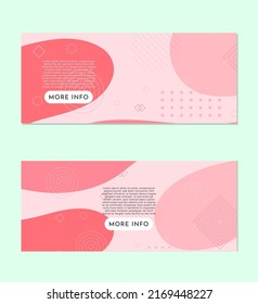 Resumen Limpiar conjunto de banners rosa Limpiar plantilla de diseño EPS10 formas abstractas fondo rosa limpio con cuadro de descripción y un banner blanco con botón de más información configurado perfecto para su sitio web