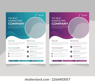 Abstract clean and professional corporate best marketing company flyer template