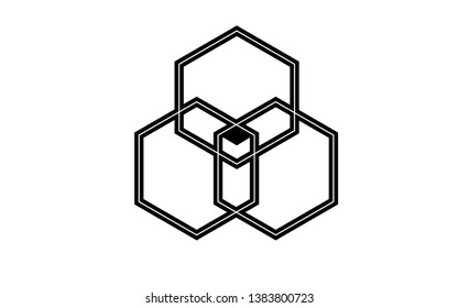 Abstract clean simple hexagon logo vector design. Geometic business logo icon design template. Abstract sign constructed from cubes and hexagons.