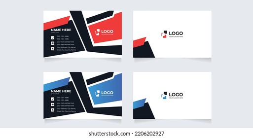 abstract Clean and simple Horizontal Business Card Template, Modern horizontal name card, Flat Style