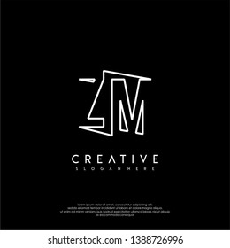 abstract clean technology modern lines ZM logo letter design concept