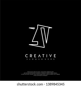 abstract clean technology modern lines ZV logo letter design concept