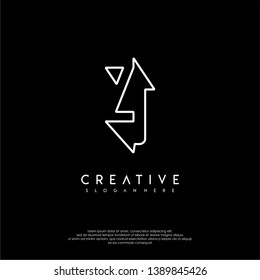 abstract clean technology modern lines ZJ logo letter design concept
