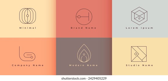 abstract and clean unique logotype template in pack of six vector