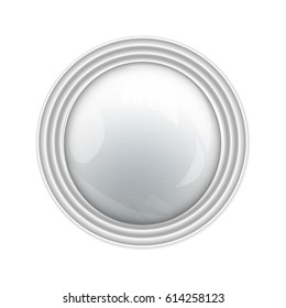 Abstract clean web element template with metal glossy blank round button on white background isolated vector illustration
