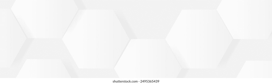 Abstract clean white hexagon shapes pattern background. Futuristic digital high-technology pattern. Vector illustration