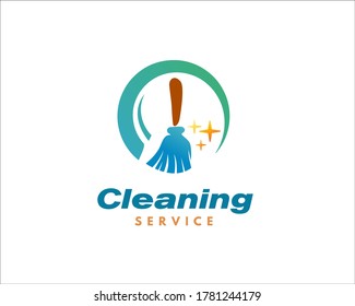 Abstract cleaning service Circle brush art logo symbol icon design illustration