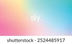 Abstract clear blue sky. Pastel rainbow. Light blue, pink and yellow color vector banner. Pastel gradient sky pattern. Blurred light fuzz colorful gradient background. Vector soft horizontal backdrop