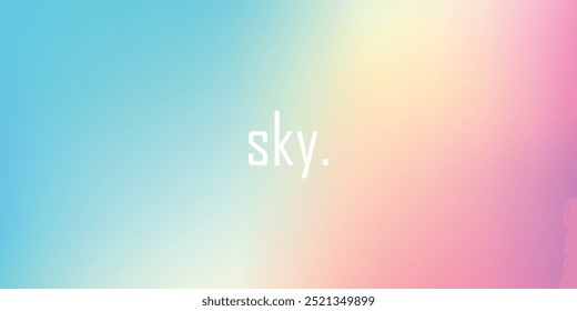 Abstract clear blue sky. Pastel rainbow. Light blue, pink and yellow color vector banner. Pastel gradient sky pattern. Blurred light fuzz colorful gradient background. Vector soft horizontal backdrop