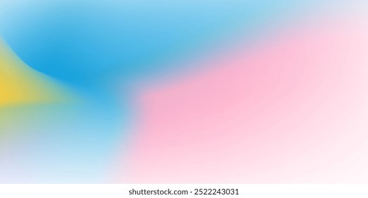 Abstract clear blue sky. Pastel rainbow. Light blue, pink and yellow color vector banner. Pastel gradient modern