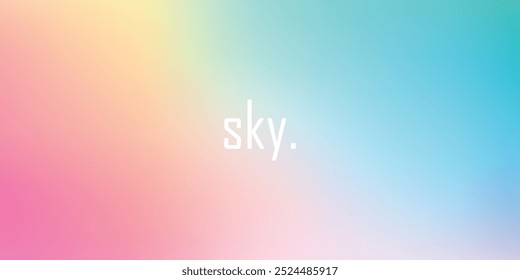 Abstract clear blue sky. Pastel rainbow. Light blue, pink and yellow color vector banner. Pastel gradient sky pattern. Blurred light fuzz colorful gradient background. Vector soft horizontal backdrop