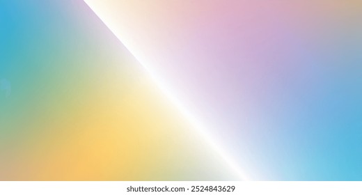 Abstract clear blue sky. Pastel rainbow. Light blue, pink and yellow color vector banner. Pastel gradient sky pattern. Blurred light fuzz colorful gradient background. 